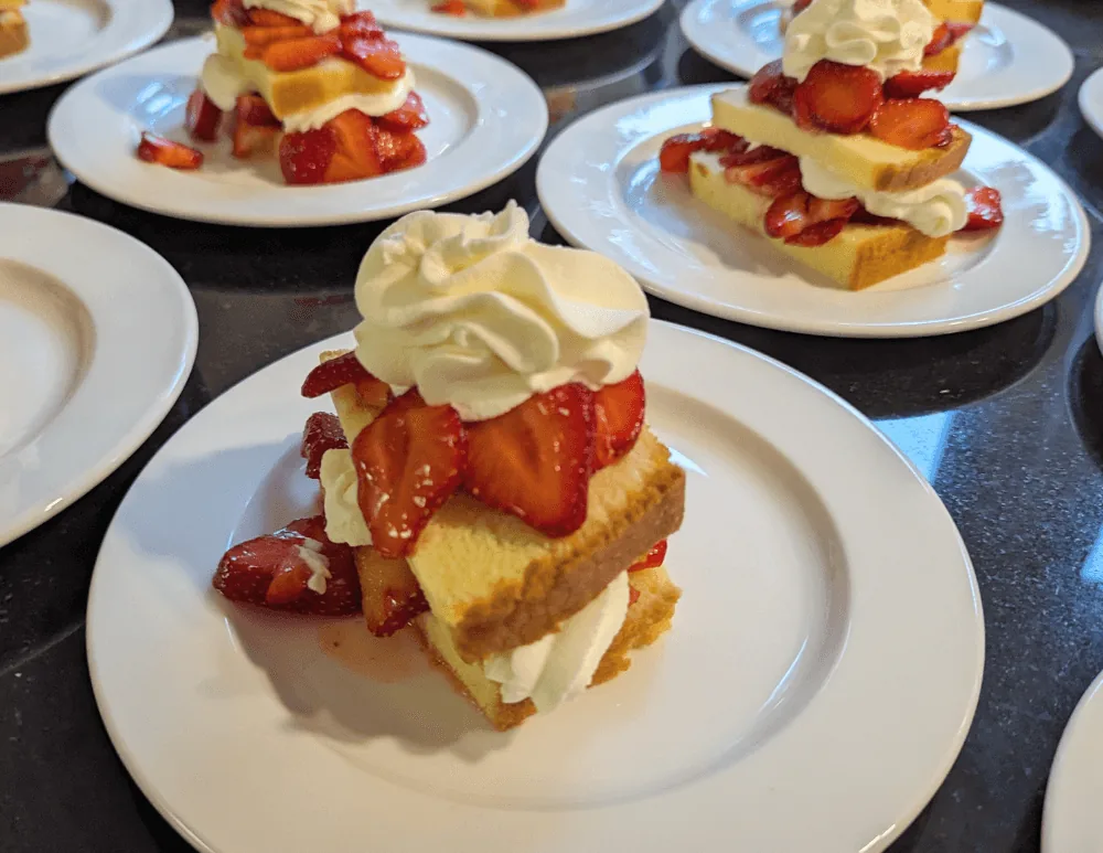 Strawberry shortcake plated dessert for private dining